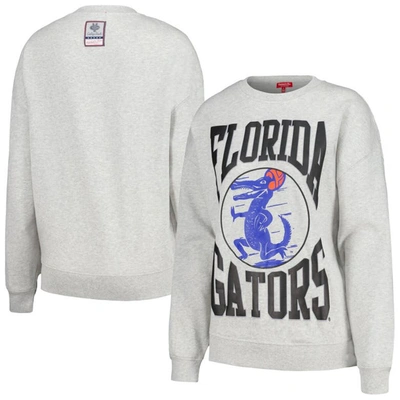 Mitchell & Ness Women's  Heather Gray Florida Gators Oversized Logo Lightweight Pullover Sweatshirt