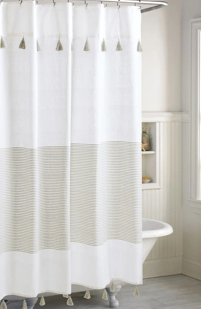 Peri Home Panama Stripe Shower Curtain In Linen