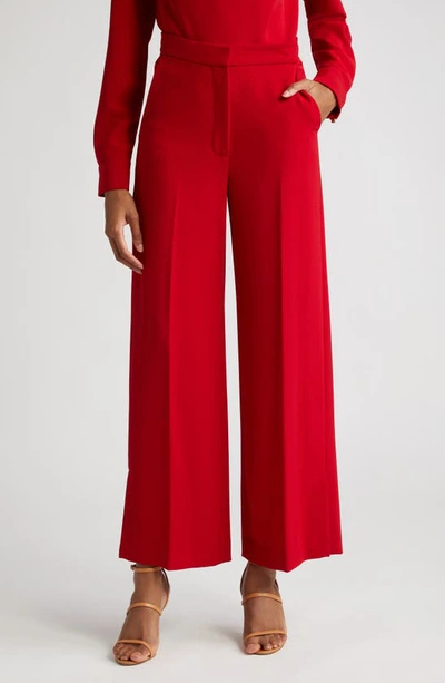 Lela Rose Nora Stretch Crepe Wide Leg Trousers In Scarlet
