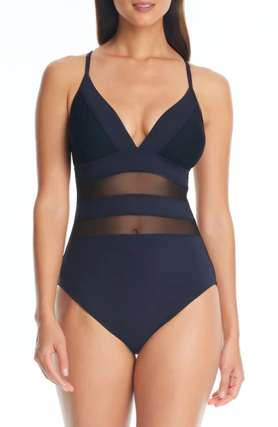 Bleu By Rod Beattie Don't Mesh Crossback One-piece Swimsuit In Black