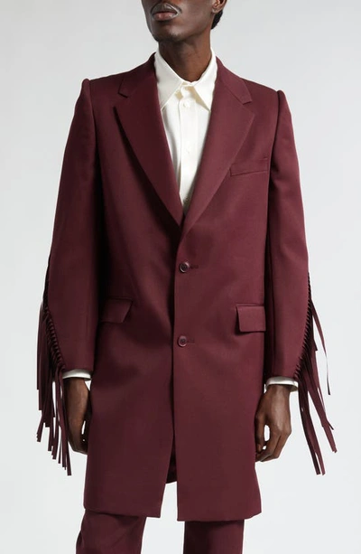 Martine Rose Western Tailored Fringe Trim Jacket In Burgundy