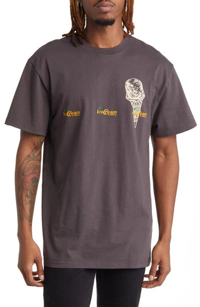 Icecream Sprints Embroidered Cotton Graphic T-shirt In Shale