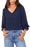Vince Camuto Blouson Sleeve Top In Classic Navy