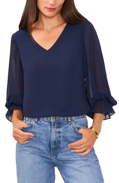 Vince Camuto Blouson Sleeve Top In Classic Navy