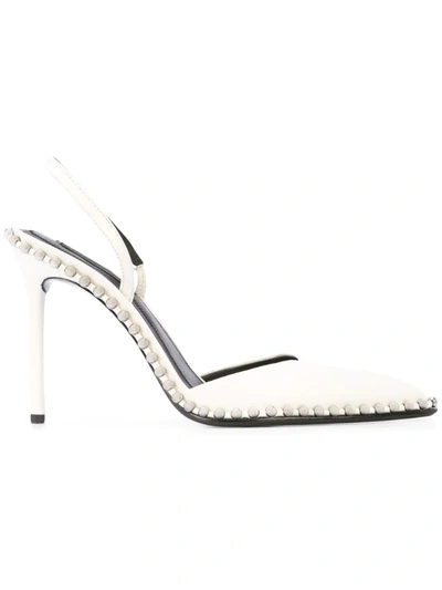 Alexander Wang Rina Studded Leather Slingback Pumps In White