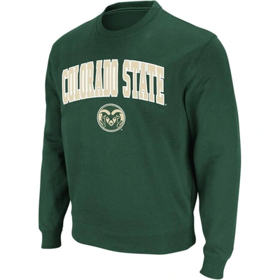 Colosseum Men's  Green Colorado State Rams Arch And Logo Crew Neck Sweatshirt