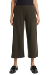 Eileen Fisher Crop Wide Leg Ponte Pants In Woodland