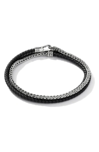 John Hardy Braided Leather & Chain Wrap Bracelet In Black