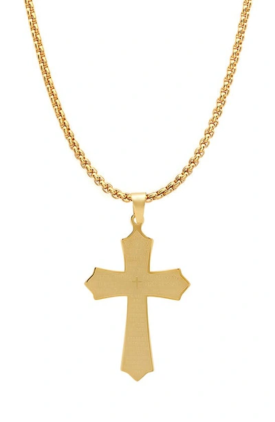 Hmy Jewelry Our Father Cross Pendant Necklace In Gold