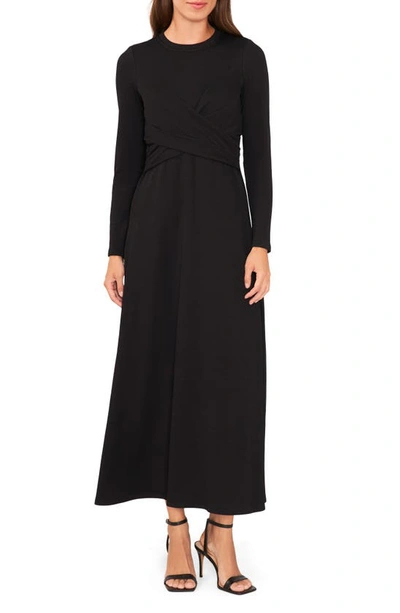 Halogen Long Sleeve Midi Dress In Rich Black | ModeSens