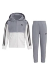 Adidas Originals Kids' Microfleece Zip Hoodie & Pants Set In Medium Grey