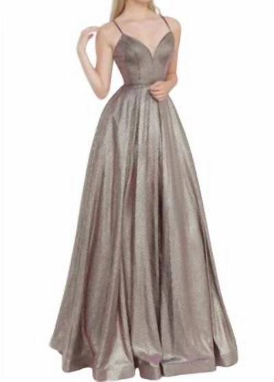 Jovani Metallic Ballgown In Metallic Gold In Multi
