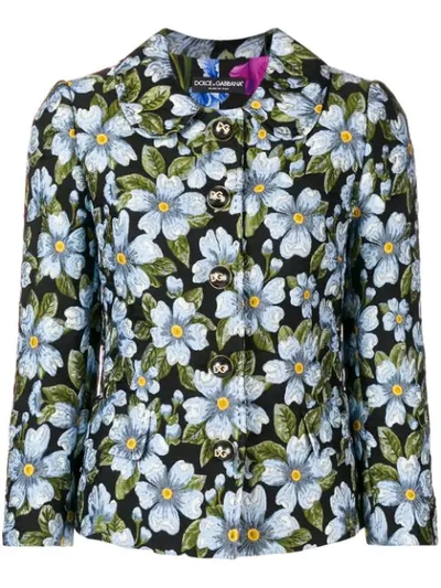 Dolce & Gabbana Floral Fitted Jacket In Black