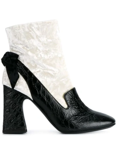 Erdem Andi Velvet And Leather Ankle Boots In White