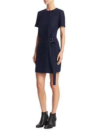 Carven Belted Mini Dress In Navy