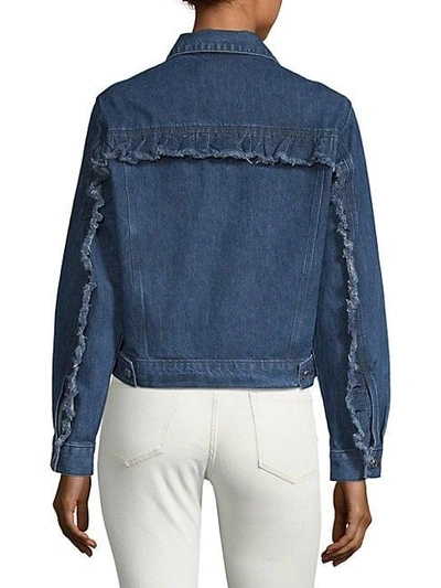 Dtla Brand Jeans Ruffled Denim Jacket In Dark Stone
