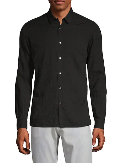 The Kooples Distressed Cotton Button-down Shirt In Black