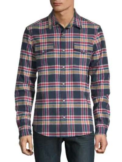 Dtla Brand Jeans Plaid Flannel Cotton Button-down Shirt In Red Plaid