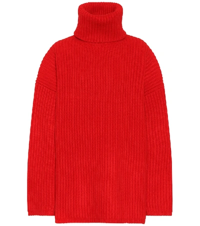Acne Studios Ribbed-knit Roll-neck Wool Sweater In Red