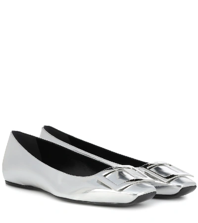 Roger Vivier Metallic Gommette Ballerina Flats In Silver