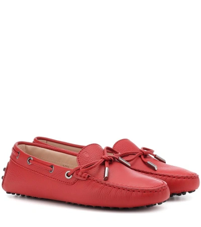 Tod's Gommino Leather Loafers In Red