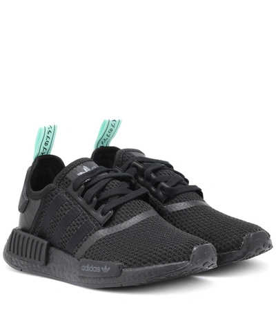 Adidas Originals Nmd R1 Rubber And Leather-trimmed Stretch-knit Sneakers In Black