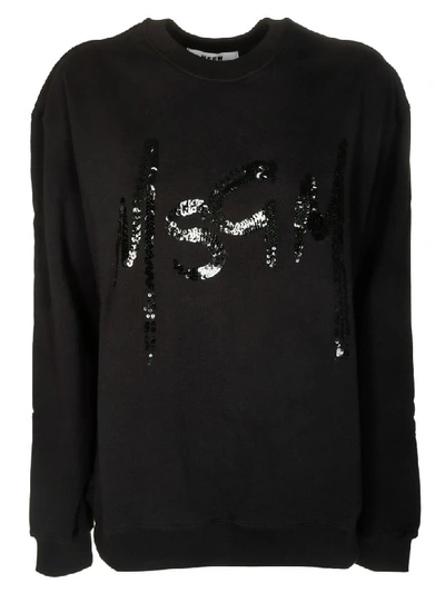 Msgm Sequin Logo Sweatshirt In Basic