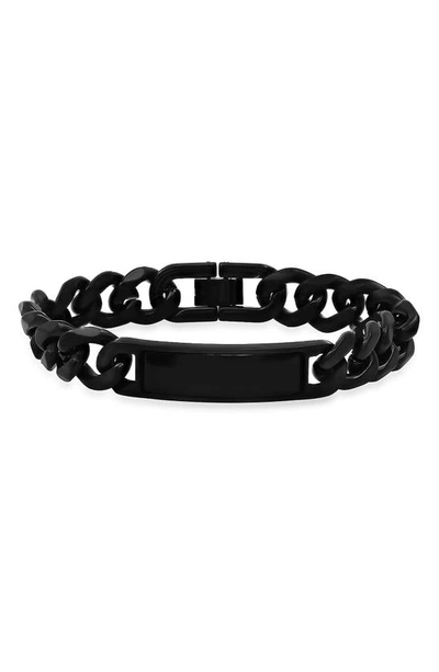 Hmy Jewelry Black Plated Stainless Steel Curb Chain Id Bracelet