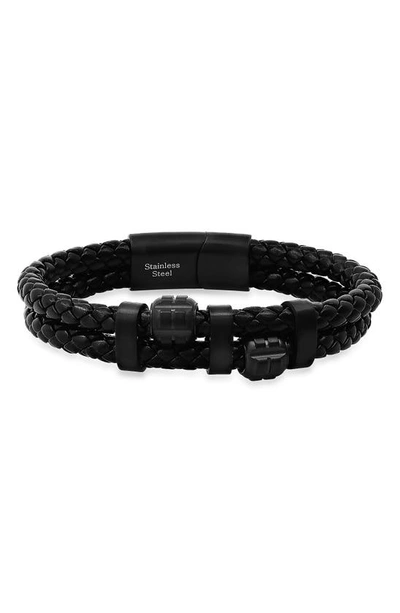Hmy Jewelry Braided Leather Bracelet In Black