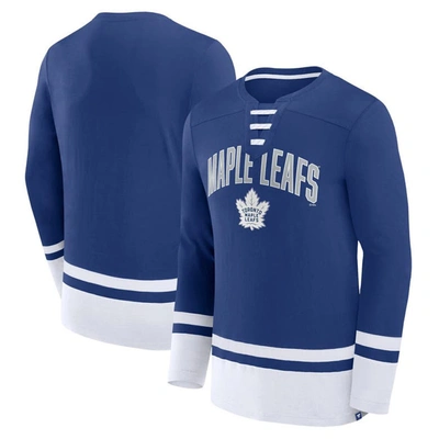 Fanatics Branded Blue Toronto Maple Leafs Back Pass Lace-up Long Sleeve T-shirt