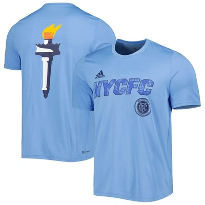 Adidas Originals Adidas Light Blue New York City Fc Team Jersey Hook Aeroready T-shirt