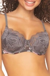 Felina Tempting Floral Lace Contour Bra In Slate Rose
