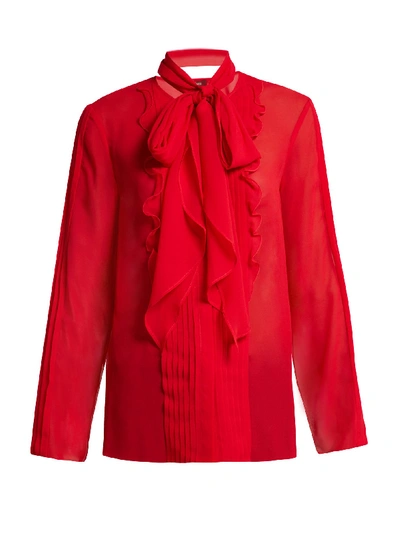 Max Mara Pussybow Blouse In Red