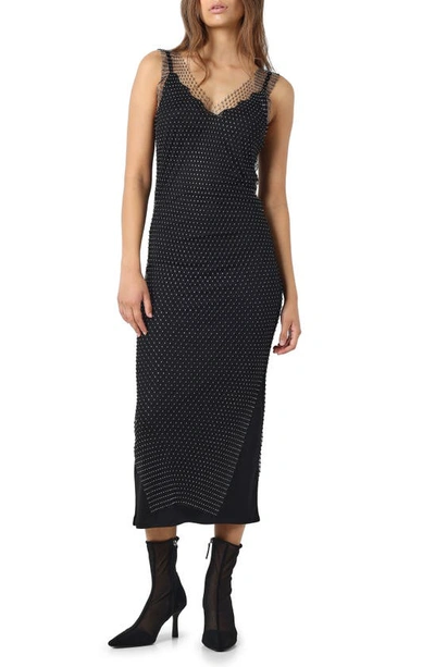 Noisy May Xenia Sleeveless Net Dress In Black Detail Silver