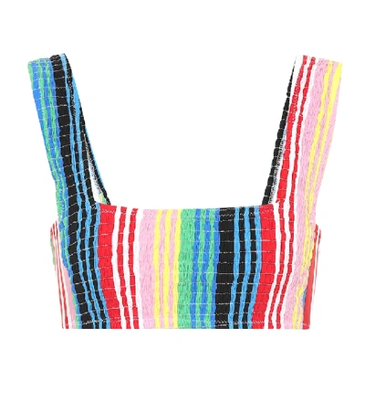 Diane Von Furstenberg Striped Smocked Bikini Top In Multicoloured