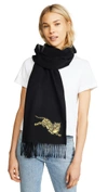 Kenzo Jumping Tiger Stole Scarf In Black