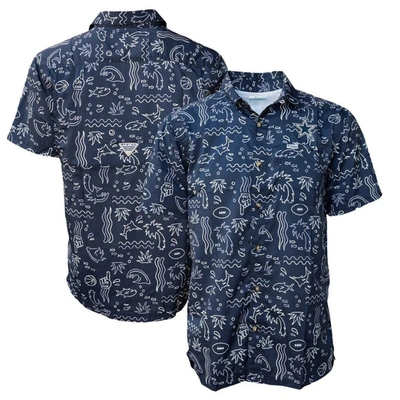 Columbia Men's  Navy Dallas Cowboys Super Slack Tide Fish Fan Omni-shade Button-up Shirt