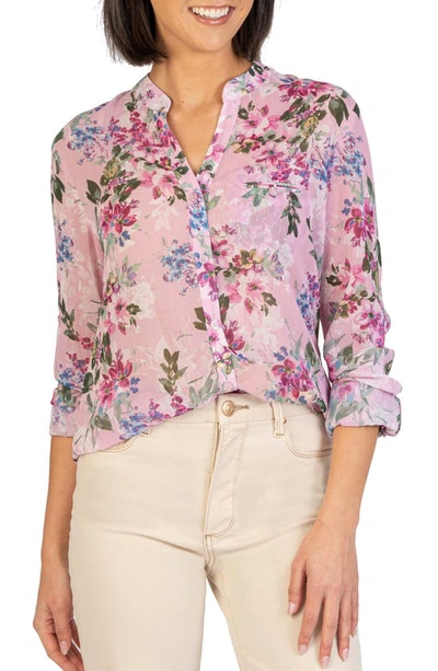 Kut From The Kloth Jasmine Chiffon Button-up Shirt In Quartu-light Pink