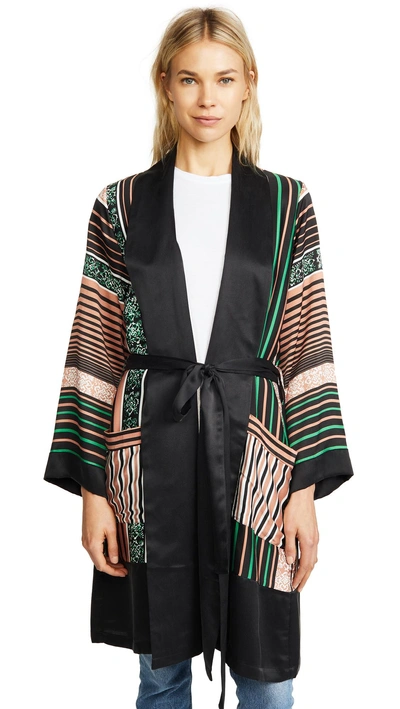 Warm Kimono Jacket In Multi Stripe