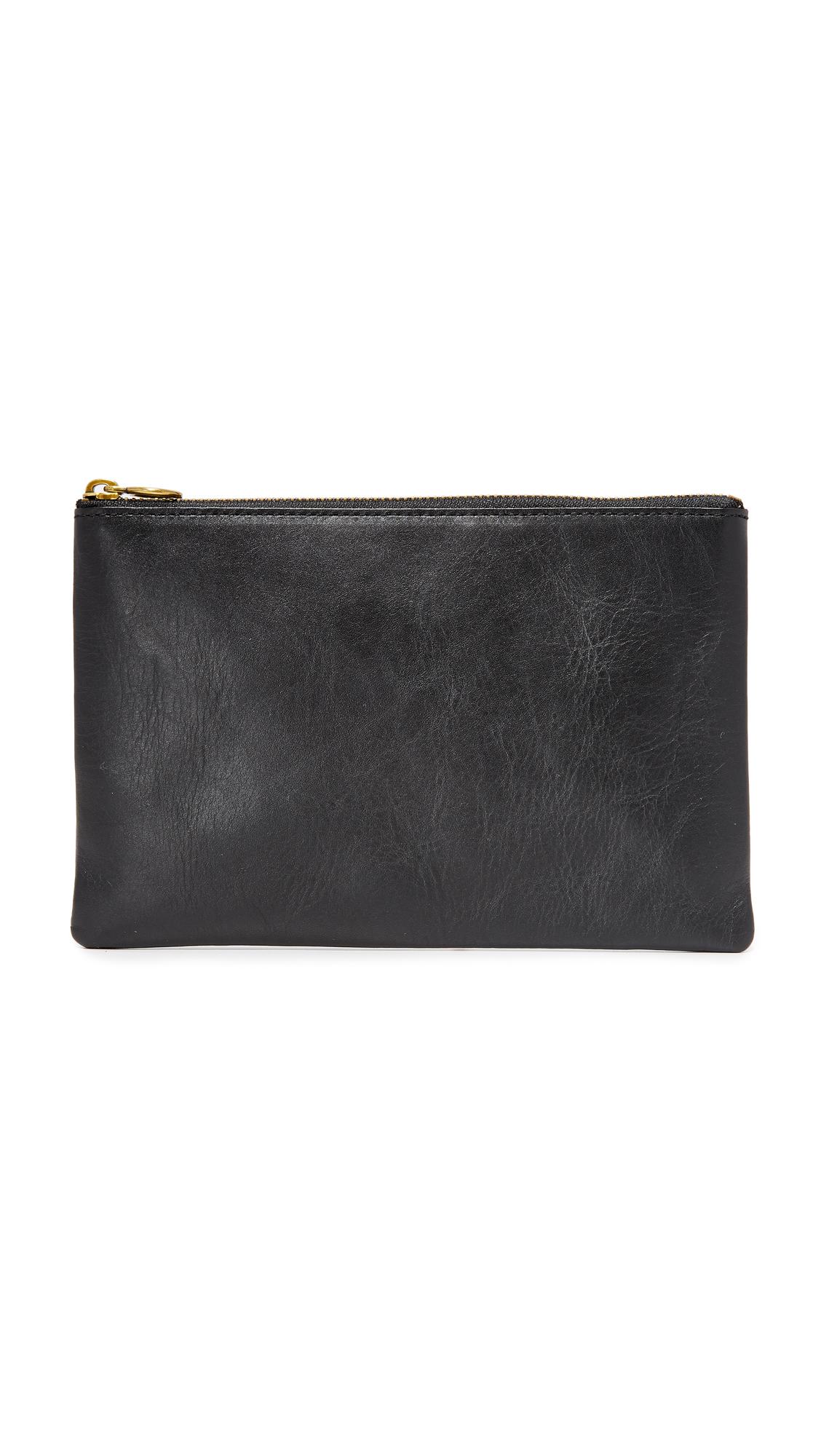 Madewell The Leather Pouch Clutch In True Black | ModeSens