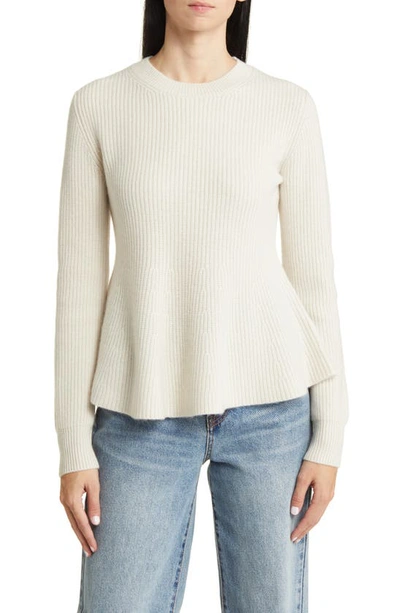 Nordstrom Signature Peplum Cashmere Sweater In Ivory Sand