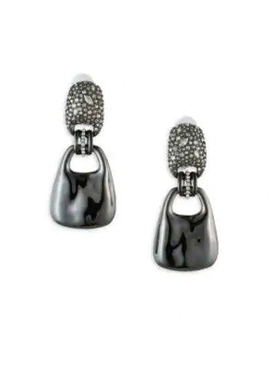Alexis Bittar Earring Capsule Swarovski Crystal Encrusted Swinging Clip-on Earrings In Silver