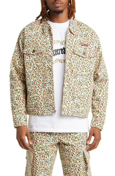 Icecream Can Can Floral Zip Jacket In Fog