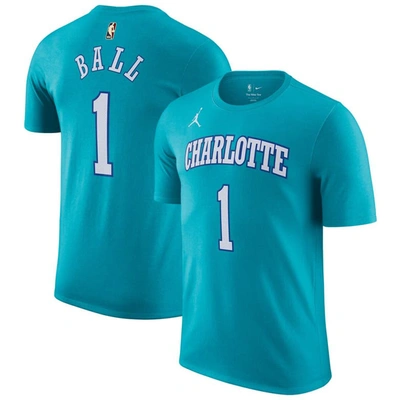 Jordan Brand Lamelo Ball Teal Charlotte Hornets 2023/24 Classic Edition Name & Number T-shirt