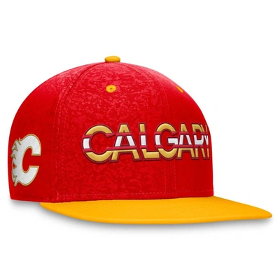 Fanatics Branded  Red/yellow Calgary Flames Authentic Pro Rink Two-tone Snapback Hat In Red,yellow