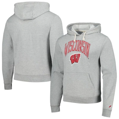 League Collegiate Wear Heather Gray Wisconsin Badgers Tall Arch Essential Pullover Hoodie