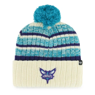 47 ' Cream Charlotte Hornets Tavern Cuffed Knit Hat With Pom