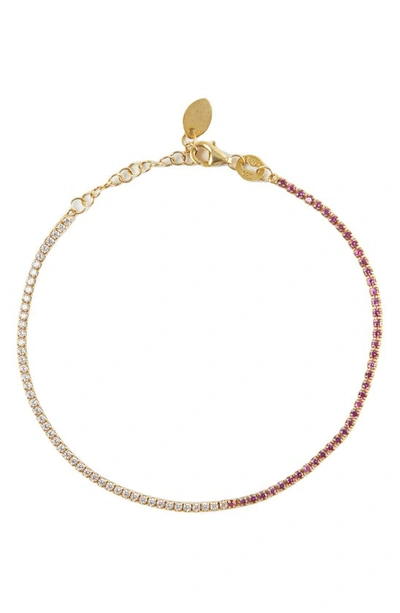 Argento Vivo Sterling Silver Cubic Zirconia Tennis Bracelet In Gold/pink