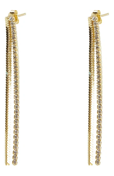 Argento Vivo Sterling Silver Chain Linear Drop Earrings In Gold