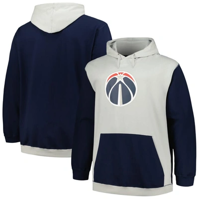 Fanatics Men's  Navy, Silver Washington Wizards Big And Tall Primary Arctic Pullover Hoodie In Navy,silver